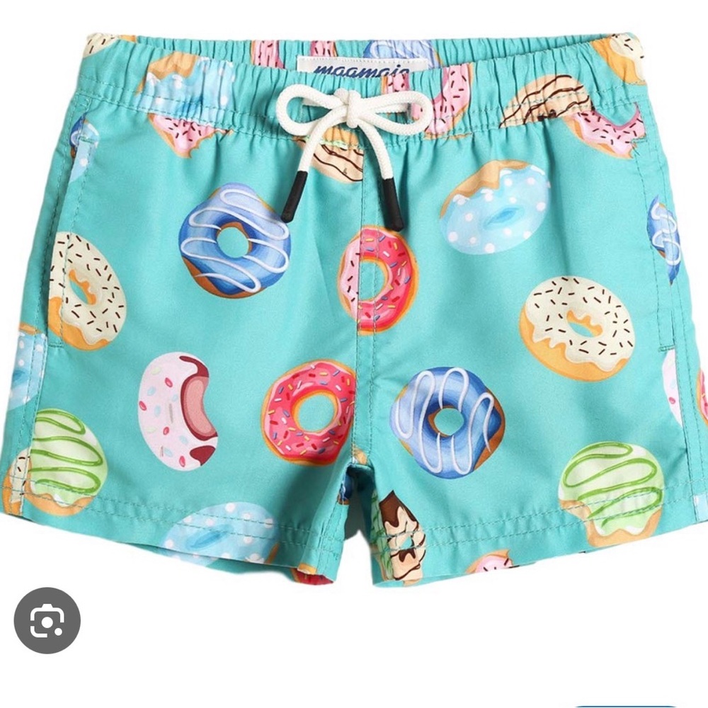 Maamgic Colorful Donut Print Swim Trunks Shorts Size 7 years lining + pockets